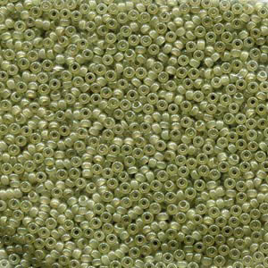 15/0 Miyuki Rocailles beads, round (approx. 1,5 mm), colour: Celery, tube with approx. 8,2 grammes
