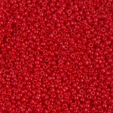15/0 Miyuki Rocailles Perlen, Rund (ca. 1,5 mm), Farbe: Red, Opaque , Röhrchen mit ca. 8,2 Gramm