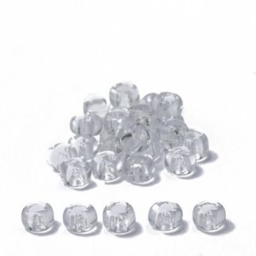 6/0 Miyuki Rocailles Perlen, Rund (ca. 4 mm), Farbe: Crystal, ca. 20 gr