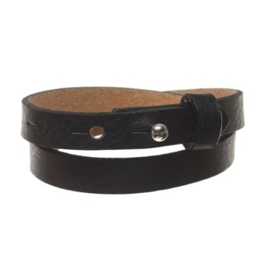 Milano leather bracelet for slider beads, width 10 mm, length 39 - 40 cm, black