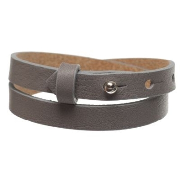 Milano leather bracelet for slider beads, width 10 mm, length 39 - 40 cm, grey