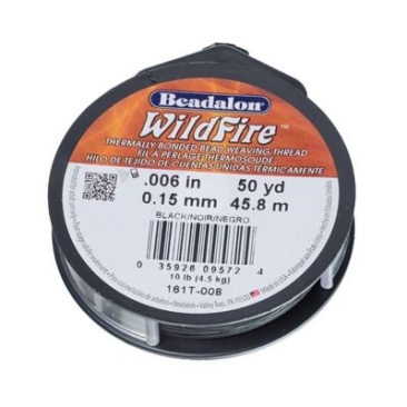 Beadalon Wildfire, diameter 0,15 mm, lengte 45,8 m, zwart