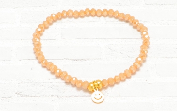 Bracelet avec perles à facettes et smiley