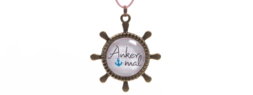Sea pendant with glass cabochons anchor times