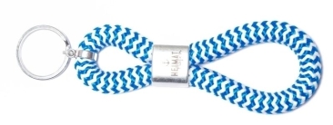 Porte-clés en corde à voile Port d'attache bleu-blanc