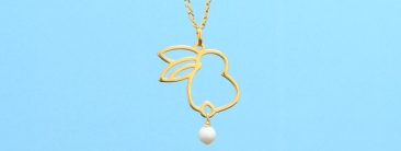 Easter Jewellery Necklace with Gold Plated Bunny Pendant