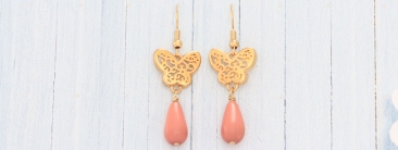 Earrings with Butterflies and Nacre Pearls
