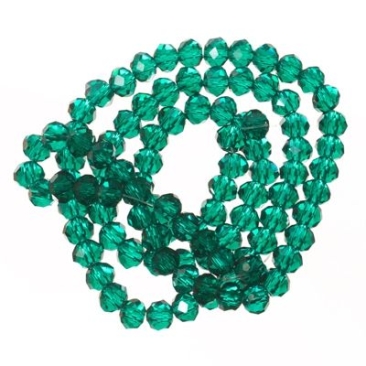 Strand of glass facet rondell, 4 x 6 mm, emerald AB, length of the strand approx. 40 cm