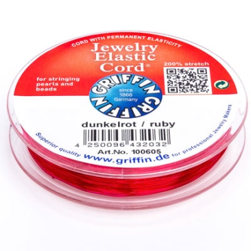 Griffin Jewelry Elastic Cord, diameter 1.0 mm, length 25 m, colour dark red