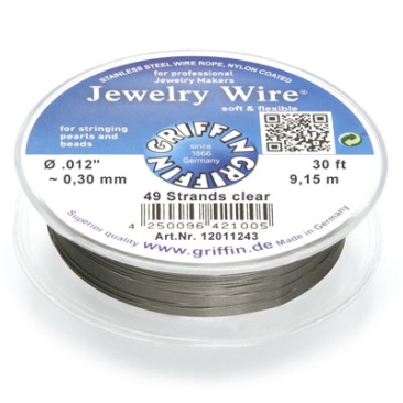 Griffin Jewellery Wire diameter 0.30 mm, 49 strands, length 9.15 metres, stainless steel with nylon sheathing