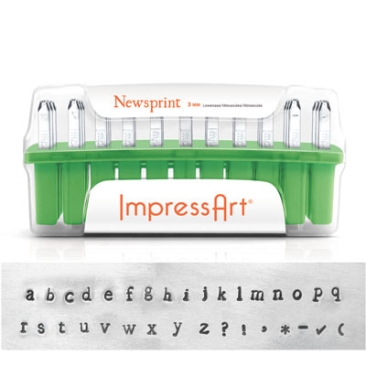 ImpressArt letter stamp, Newsprint font, 3 mm, small letters