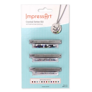 ImpressArt design stamp, 3 punches for flatback rhinestones, 1.8 mm,2.5 mm and 4.0 mm, 216 rhinestones included