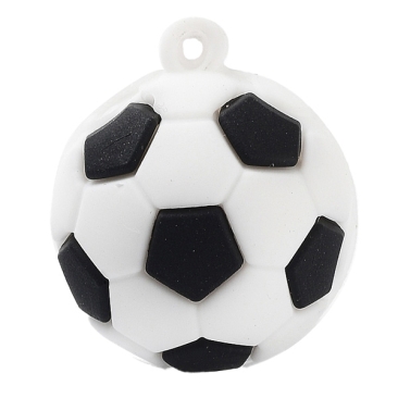 Fußballanhänger, Durchmesser 27 mm,  Farbe Schwarz/Weiß, Öse 3 mm, Kunststoff