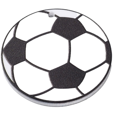 Fußballanhänger, Durchmesser 35 mm,  Farbe Schwarz/Weiß, Öse 3 mm, Acryl