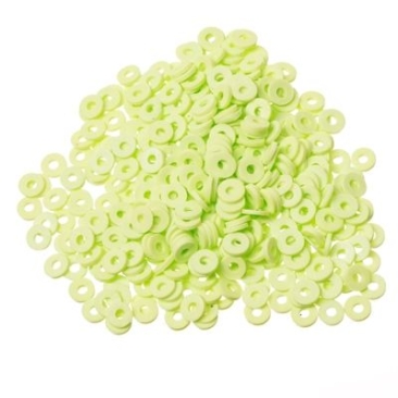 Perles de Katsuki, diamètre 6 mm, couleur vert clair, forme disque , quantité un brin