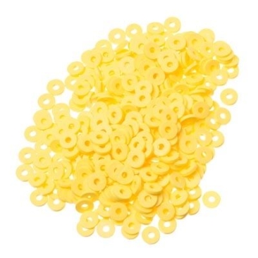 Katsuki kralen, diameter 4 mm, kleur geel, vorm schijf, hoeveelheid één streng