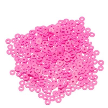 Katsuki beads, diameter 4 mm, colour fuchsia, shape disc, quantity one strand