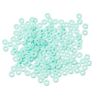 Perles Katsuki, diamètre 4 mm, couleur Aqua, forme disque, quantité un brin