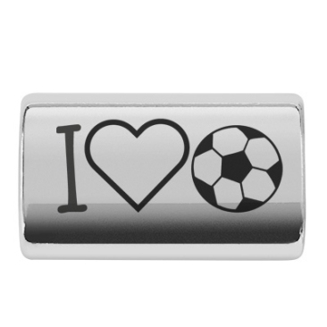 Langes Zwischenstück mit Gravur "I Love Fußball", versilbert, 22,0 x 13,0 mm, geeignet für 5 mm Segelseil