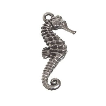 Metal pendant seahorse, 34 x 14 mm, silver-plated