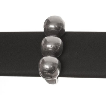 Perle métallique Slider / Perle coulissante Spacer petite , argentée, env. 13 x 4 mm