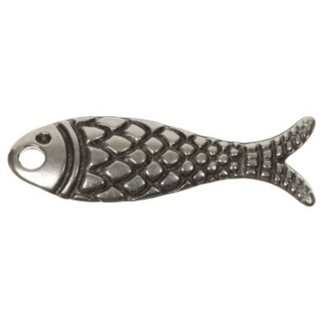 Metal pendant fish, 23 x 7 mm, silver-plated