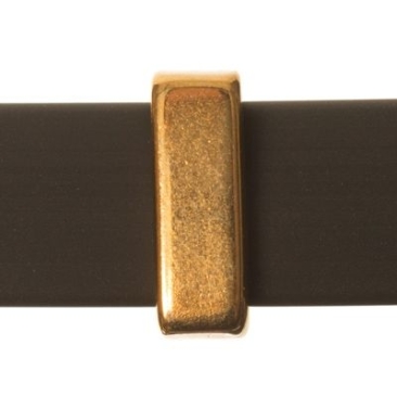 Perle métallique Slider / Perle coulissante ronde rectangulaire, dorée, env. 5 x 14 mm