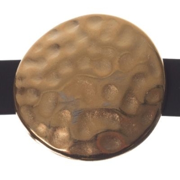 Perle métallique double sllider / perle coulissante ronde petite, dorée, env. 27 mm