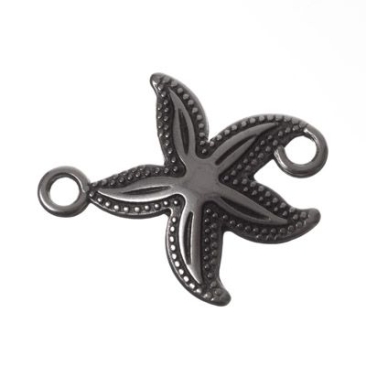 Metal pendant / bracelet connector, starfish, 23 x 21 mm, silver-plated
