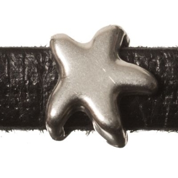 Perle métallique Mini-Slider étoile de mer, argentée, env. 7,5 x 7,5 mm