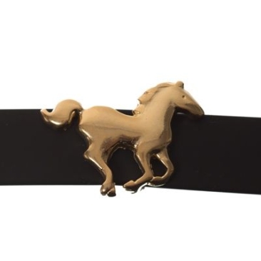 Metal bead slider horse, gold-plated, approx. 22 x 14.5 mm