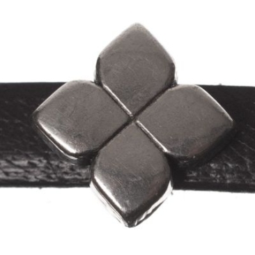 Metalen kraal mini schuifbloem, verzilverd, ca. 7,5 x 7,5 mm