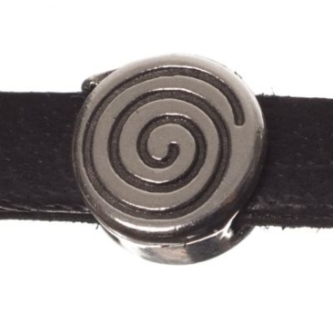 Metallperle Mini-Slider Schnecke, versilbert, ca. 8 x 8 mm, Durchmesser Fädelöffnung:  5,2 x 2,0 m