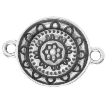 Armbandverbinder, runde Form, Motiv "Mandala", versilbert, ca. 15 mm