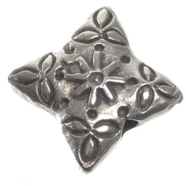Metal bead square approx. 14 mm, silver-plated