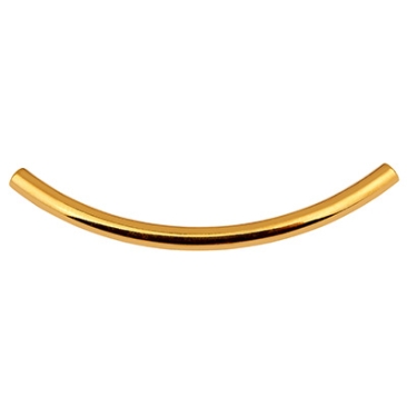 Metal bead curved tube, 48 x 3 mm, inner diameter 2.4 mm, gold-plated