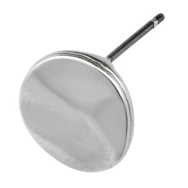 Oorbel rond diameter 10 mm, met titanium pin, verzilverd