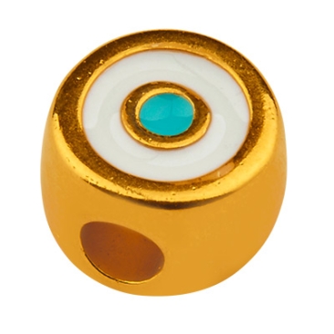 Metal bead eye, hole diameter 3 mm, gold-plated and enamelled