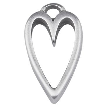 Metal pendant heart 15 mm, silver plated