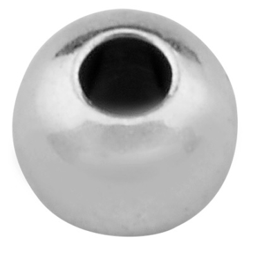 Perle métallique sphérique, 3,0 x 3,5 mm, diamètre du trou 1,3mm, argentée