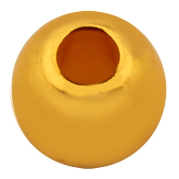 Metal bead ball, 3.0 x 3.5 mm, hole diameter 1.3mm, gold plated