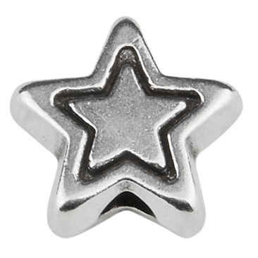 Perle métallique étoile, env. 6 mm, argentée