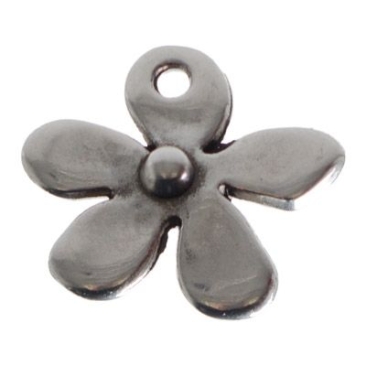 Metal pendant, flower, 14 x 13 mm, silver-plated