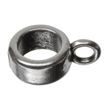 Perle métallique ronde avec œillet, env. 12 x 8,5 mm, argentée