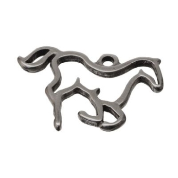 Metal pendant horse, 24.3 x 15 mm, silver-plated