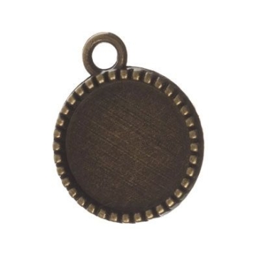 Hanger/setting voor cabochons, rond 12 mm, beide zijden, antiek bronskleurig
