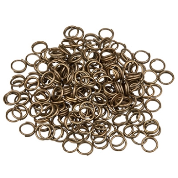 Split rings, 5 mm, double bent, bronze-coloured, 10 grams (approx. 120 pieces)