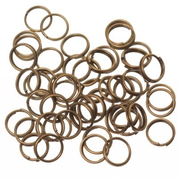 Split rings, 8 mm, double bent, bronze-coloured, 10 grams (approx. 75 pieces)