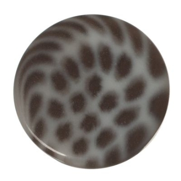Polaris Cabochon Animalprint Leoprad, rond, plat, 12 mm, wit-zwart