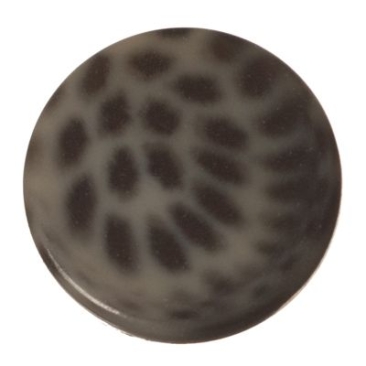 Polaris Cabochon Animalprint Leoprad, rond, plat, 12 mm, donkergrijs-zwart